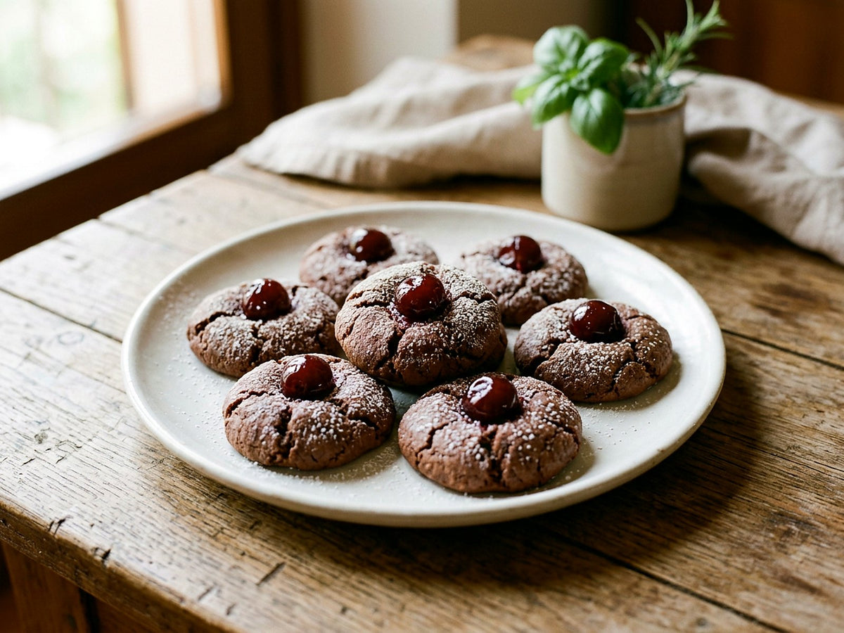 Amaretti tiernos con cacao y amarena
