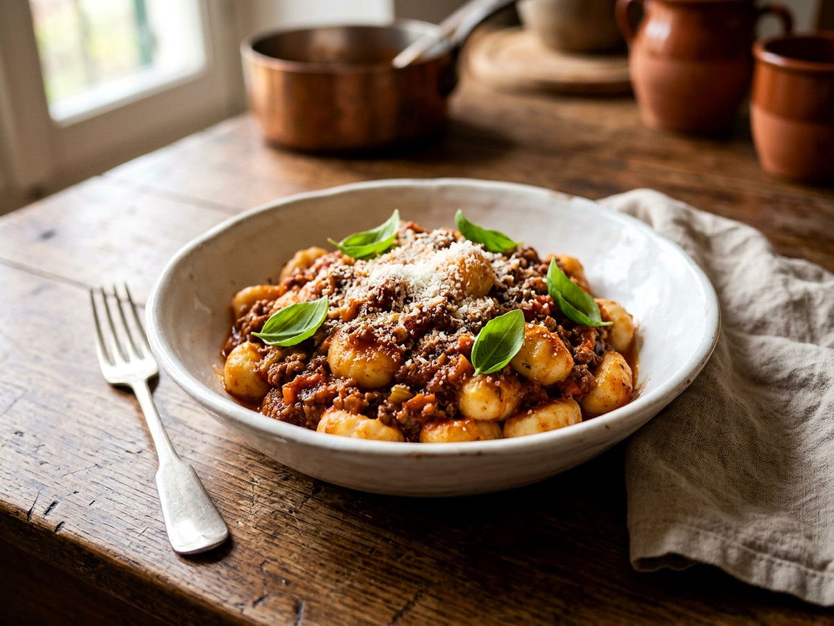Gnocchi con ragù a la boloñesa