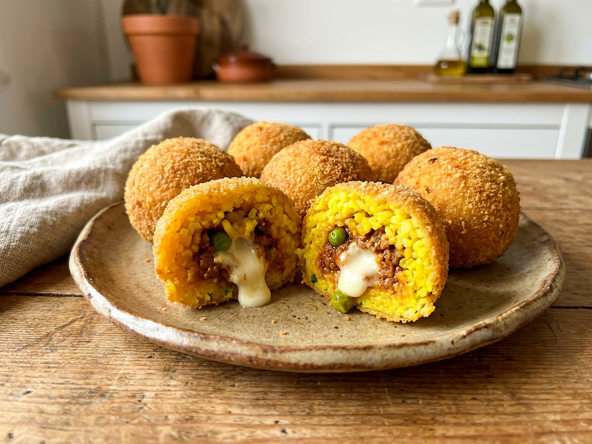 Arancini con ragù y corazón de mozzarella