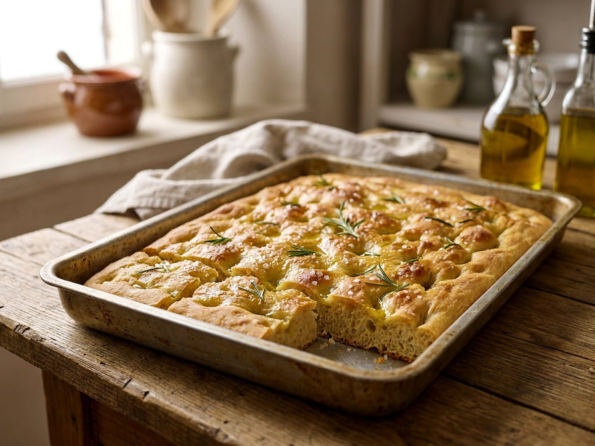 Focaccia genovese mit Olivenöl