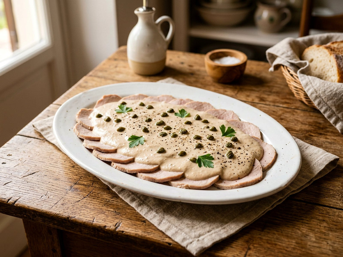 Vitello tonnato veloce con arrosto di vitello affettato