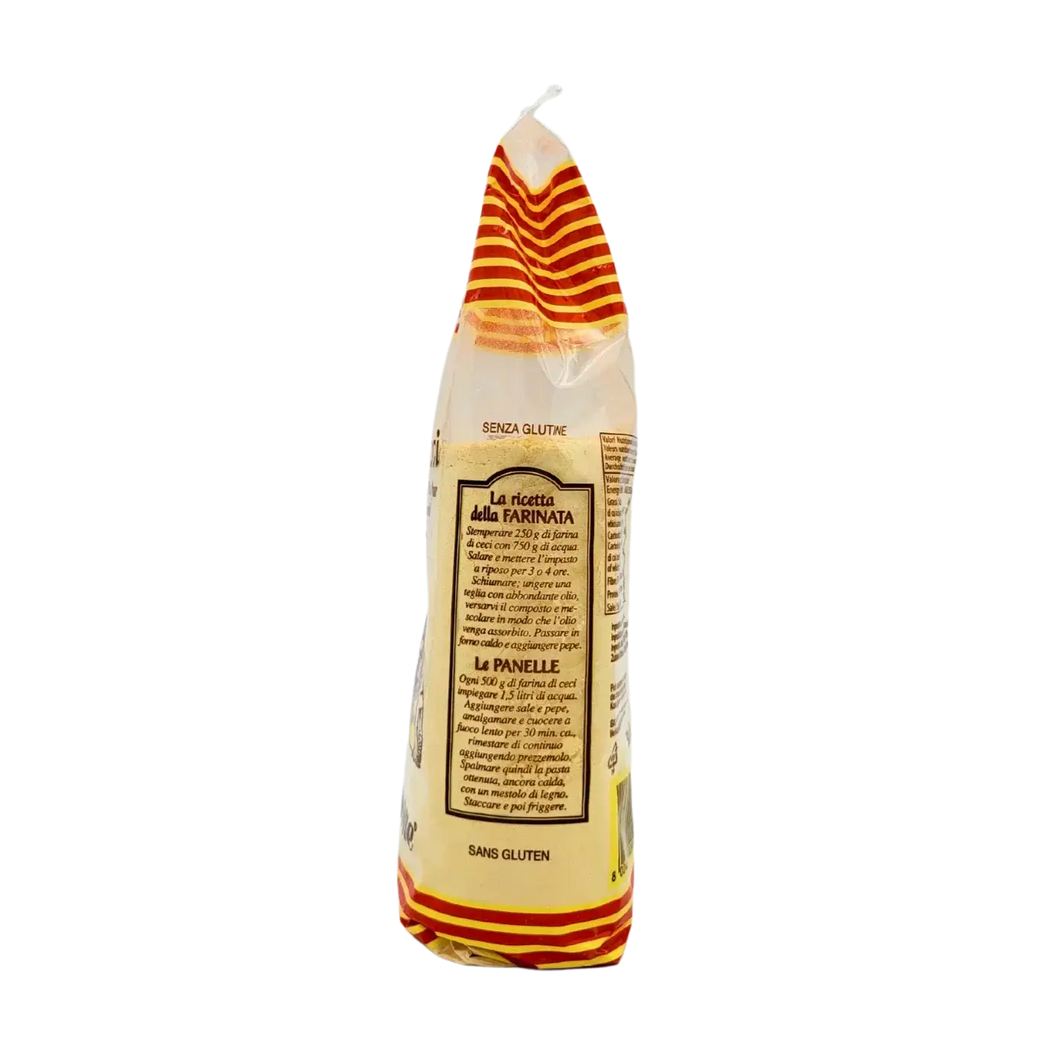 Emballage de farine de pois chiches Moline Lanone 500g, sans gluten, pour spécialités italiennes et françaises.