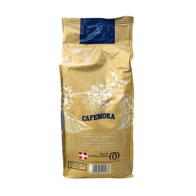 Cafés en grains — Cafemoka Alessandria Extra Bar — paquet de 1 kg contenant des grains de café aromatiques, pour une saveur riche et une fraîcheur optimale.