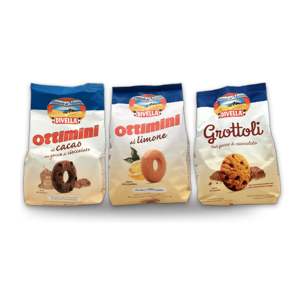 Pack Biscuits Divella – Chocolat, citron & pépites (6 × 400 g)