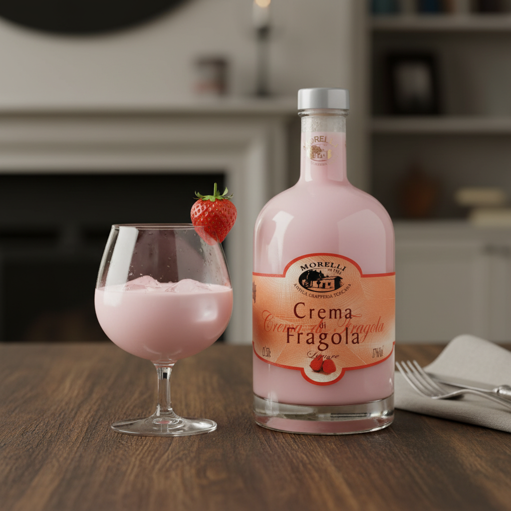 Crème de Fraise Morelli - Liqueur Douce et Fruitée de Toscane (50 cl) — en situation