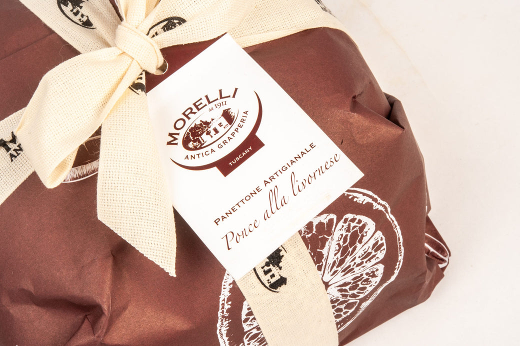 Étiquette du panettone artisanal Morelli Ponce alla livornese