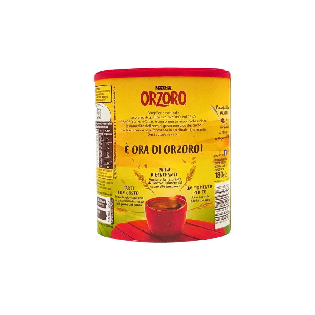 Orzoro Nestlé 180g soluble barley coffee box, caffeine-free alternative for a gourmet break.