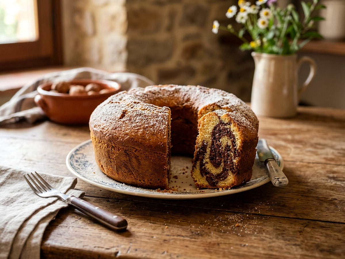 Marmorierter Ciambellone mit Kakao