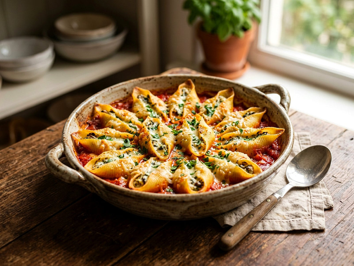 Gefüllte Conchiglioni mit Champignons und Ricotta