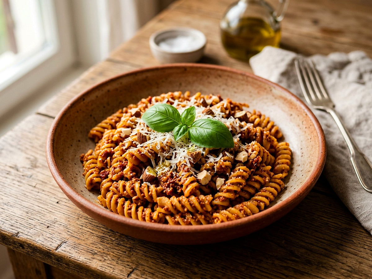 Fusilli mit hausgemachtem Pesto rosso