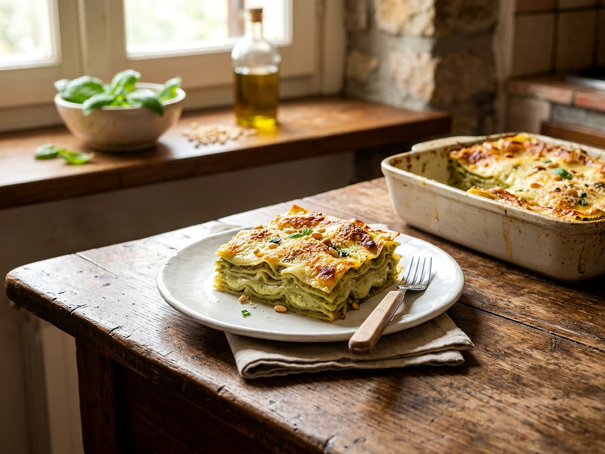Lasagne with pesto and béchamel