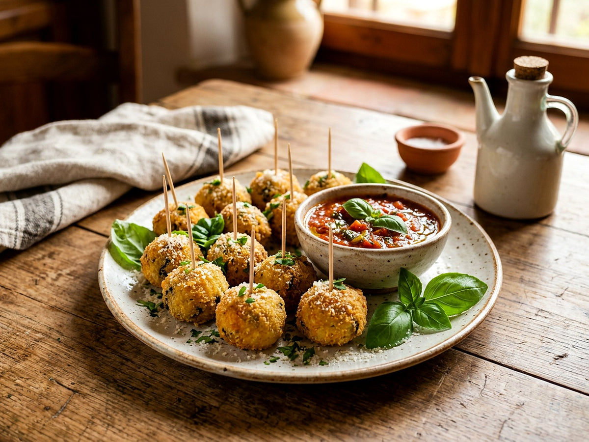 Aubergine Polpette with Salted Ricotta and Tomato Sauce