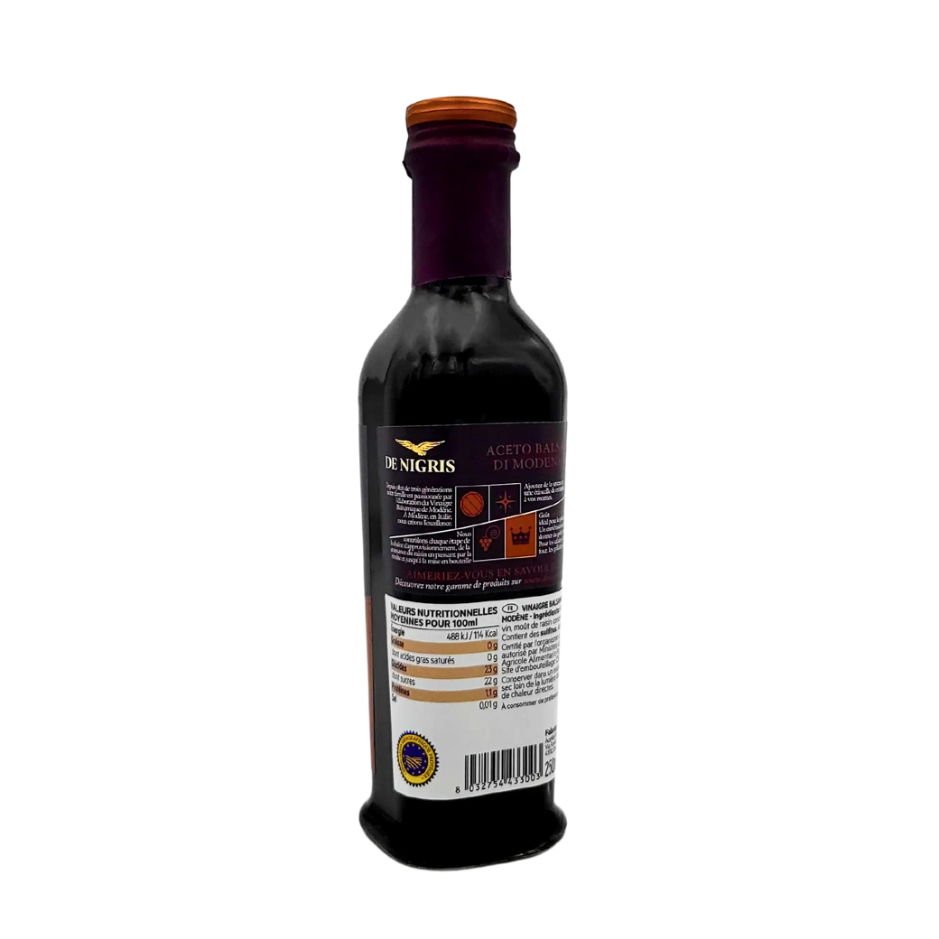 Ingrédients du vinaigre balsamique de Modène IGP De Nigris 1889, 250ml